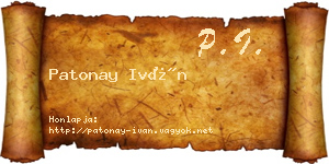 Patonay Iván névjegykártya